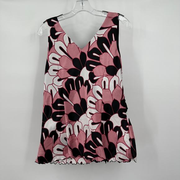 Bisou Bisou Womens Y2K Baby Doll Top Size 16 Floral Bold V Neck Bloomcore - Picture 2 of 7